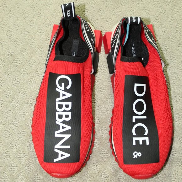 Dolce & Gabbana Mens Size 10 Sorrento Logo Slip On - Red/Black CS1595 AH677 - Picture 2 of 6